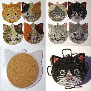 Rhinestone Kitty Coasters